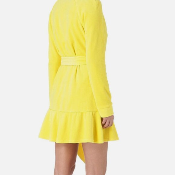 NWOT RARE JUICY COUTURE Y2K Bright Yellow Cotton Velour Ruffle Robe Womens S - Picture 2 of 12